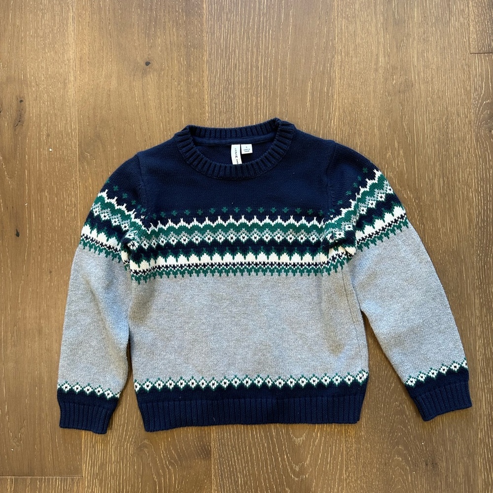 Janie and Jack Navy and Gray Sweater